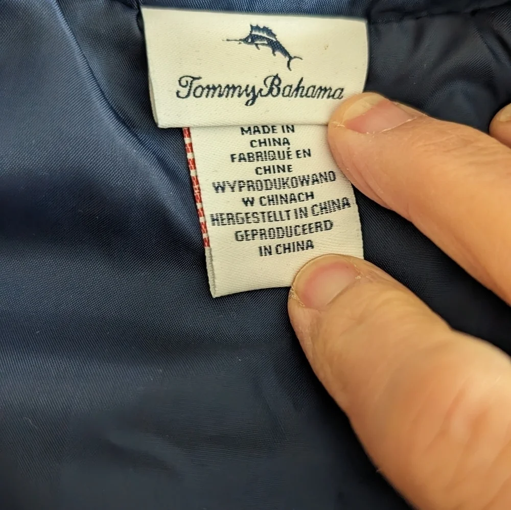 Tommy Bahama Navy Full Zip Puffer Vest Size 18M EUC